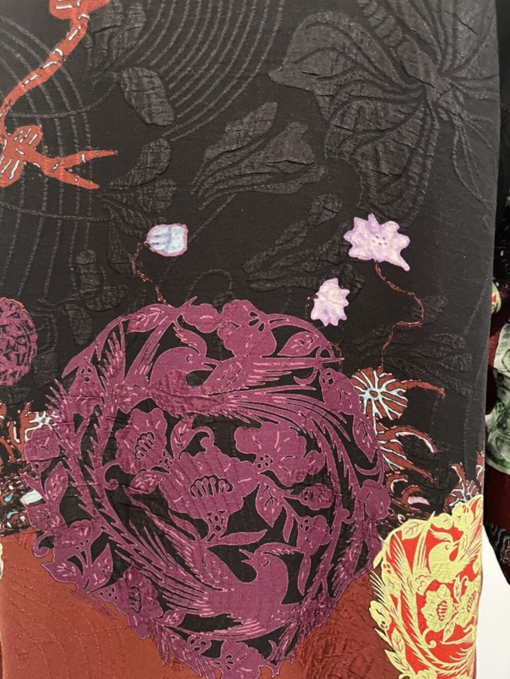 Citron Santa Monica 0X Silk Blend Blouse Chinoiserie Floral Mandarin Artsy Art - Picture 3 of 13